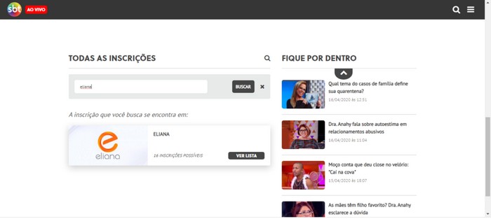 Inscrições Programa da Eliana: Quadros e Como Participar